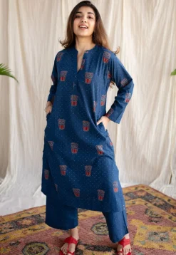 Bombay Irani Chai Indigo Ajrakh Cotton Kurta