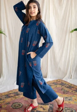 Bombay Irani Chai Indigo Ajrakh Cotton Kurta