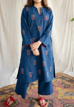 Bombay Irani Chai Indigo Ajrakh Cotton Kurta