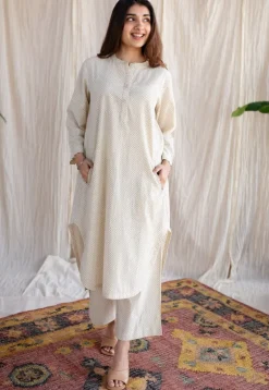 Bombay Off White Ajrakh Cotton Straight Pant