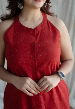 Bombay Red Ajrakh Cotton Straight Kurta
