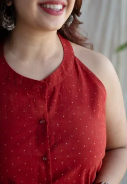 Bombay Red Ajrakh Cotton Straight Kurta