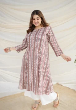 Brinda Brown Batik Kali Cotton Kurta