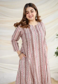 Brinda Brown Batik Kali Cotton Kurta