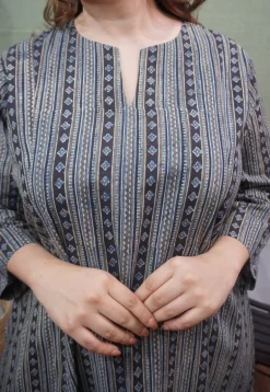 Charcoal Ajrakh Cotton Kali Kurta