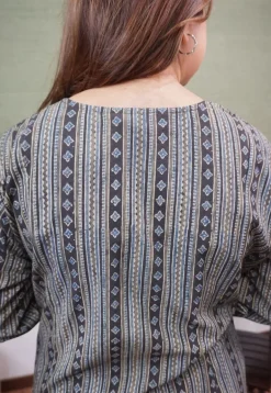 Charcoal Ajrakh Cotton Kali Kurta