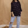 Charvi Black Ajrakh Cotton Straight Short Top