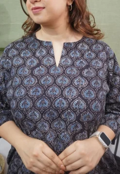 Dark Brown Ajrakh Cotton Kurta