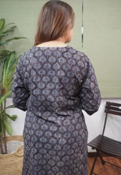 Dark Brown Ajrakh Cotton Kurta