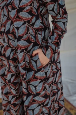 Darshana Ajrakh Hand Embroidered Mirror Cotton Kali Kurta