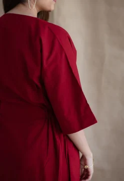 Deepti Maroon Solid Cotton Loose Dress