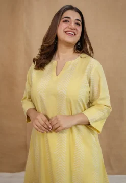 Dharmi Yellow Batik Cotton A Line Kurta