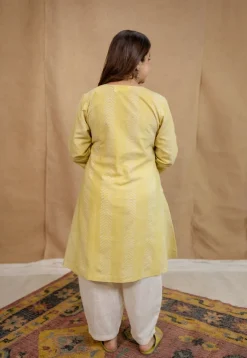 Dharmi Yellow Batik Cotton A Line Kurta