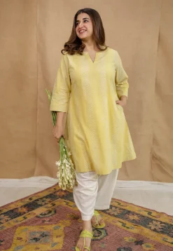 Dharmi Yellow Batik Cotton A Line Kurta