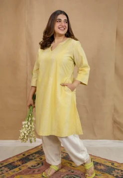 Dharmi Yellow Batik Cotton A Line Kurta