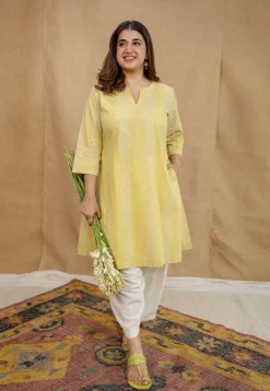 Dharmi Yellow Batik Cotton A Line Kurta