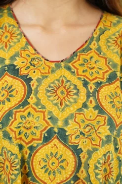 Diksha Mustard Ajrakh Cotton Kurta