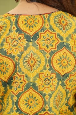 Diksha Mustard Ajrakh Cotton Kurta