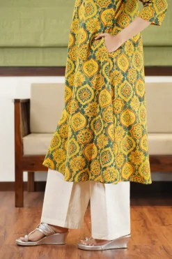 Diksha Mustard Ajrakh Cotton Kurta