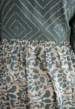 Divisha Green Batik MulMul Cotton A Line Dress with Slip