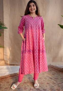 Eaira Dabu Slub Cotton Hand Embroidered Kali Kurta