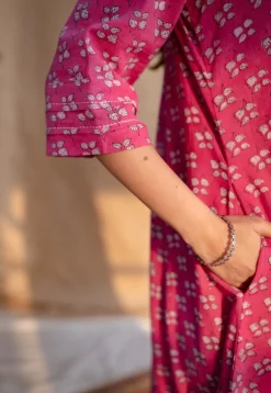 Eaira Dabu Slub Cotton Hand Embroidered Kali Kurta