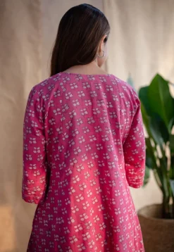 Eaira Dabu Slub Cotton Hand Embroidered Kali Kurta