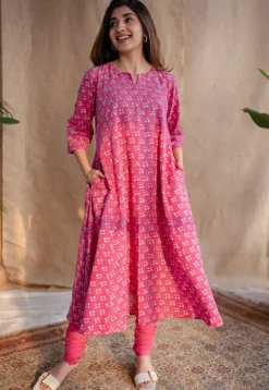 Eaira Dabu Slub Cotton Hand Embroidered Kali Kurta