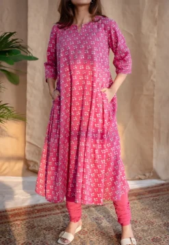 Eaira Dabu Slub Cotton Hand Embroidered Kali Kurta
