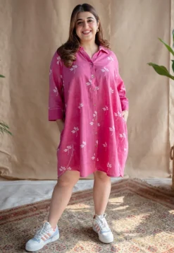 Elijah Dabu Slub Cotton Embroidered Dress