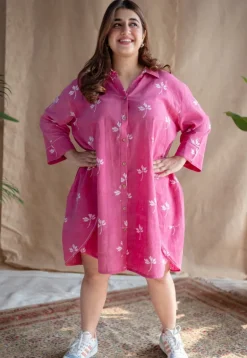 Elijah Dabu Slub Cotton Embroidered Dress