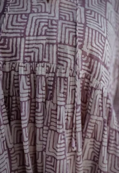Elina Lavender Batik MulMul Cotton A Line Dress