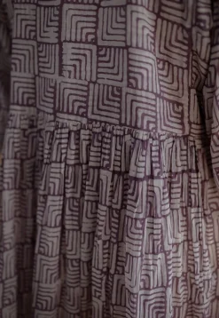 Elina Lavender Batik MulMul Cotton A Line Dress