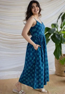 Eliya Indigo Dabu Cotton A Line Dress