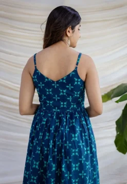 Eliya Indigo Dabu Cotton A Line Dress