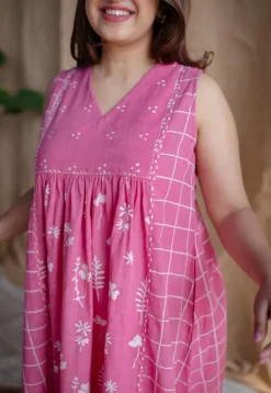 Erah Dabu Slub Cotton Hand Embroidered Dress