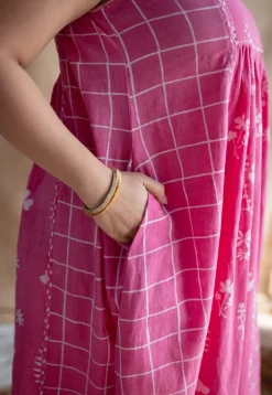 Erah Dabu Slub Cotton Hand Embroidered Dress