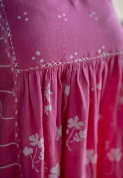 Erah Dabu Slub Cotton Hand Embroidered Dress