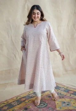 Gulnar Cotton Kali Hand Embroidered Kurta