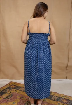 Hannah Indigo Dabu Cotton A Line Dress