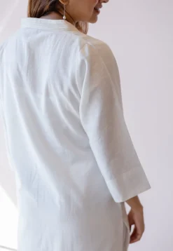 Hemali White Solid Handloom Cotton Straight Kurta