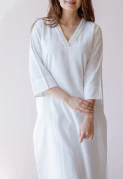 Hemali White Solid Handloom Cotton Straight Kurta