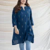 Hitanshi Slub Cotton Indigo Short Kurta
