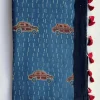 Indigo Ajrakh Handblock Printed MulMul Saree