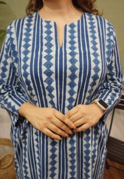 Indigo Dabu Cotton Kurta