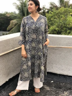 Indigo Kalamkari Kurta