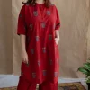 Irani Chai Red Ajrakh Cotton Straight Kurta