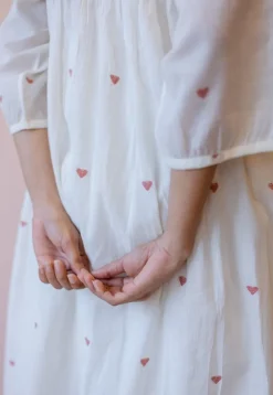 Isha Off White Jamdani Handloom Cotton A Line Kurta