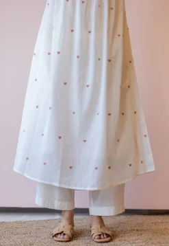 Isha Off White Jamdani Handloom Cotton A Line Kurta