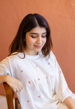 Isha Off White Jamdani Handloom Cotton A Line Kurta
